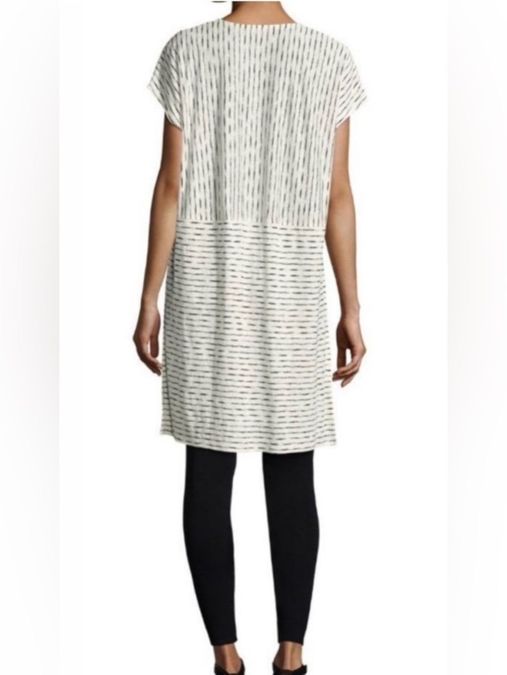 Eileen Fisher Organic Linen Painterly Stripe Tunic Dress M Lagenlook - Picture 10 of 10
